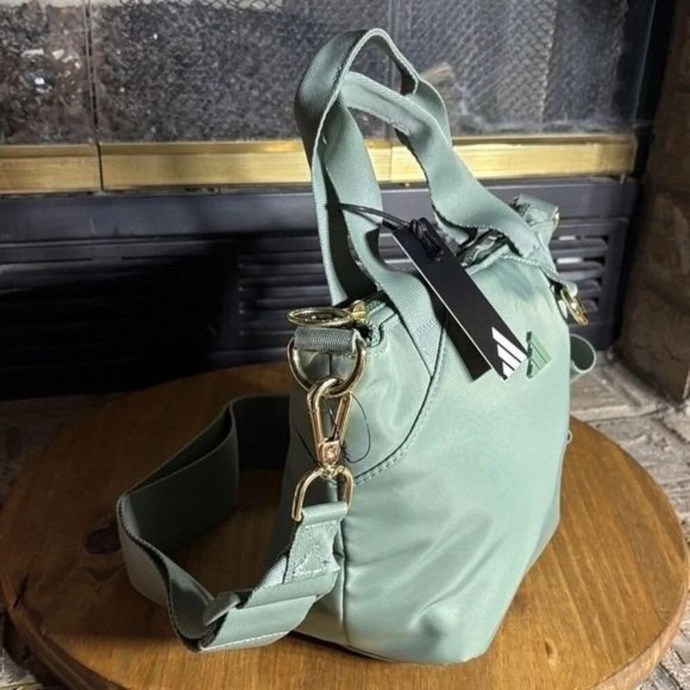 Adidas Mini Tote Premium Mini Tote Silver Green Gold Hardware Crossbody Bag NEW - Picture 6 of 8